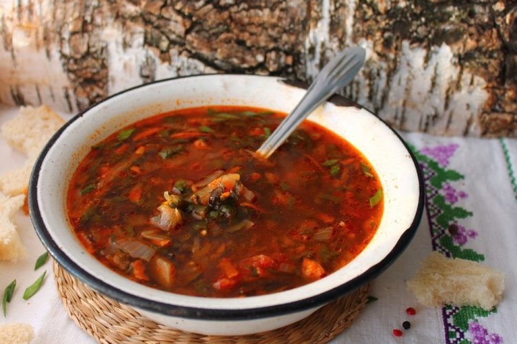 Shchi (Cabbage Soup) with Cabbage and Beet Greens