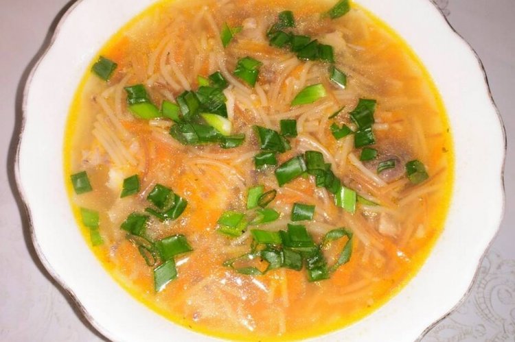 Saffron Milk Cap Soup with Vermicelli