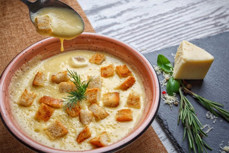 Cheese Cream Soup with Hard and Processed Cheese