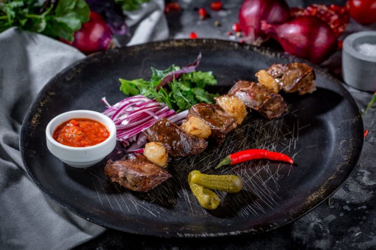 Beef Liver Skewers with Lard