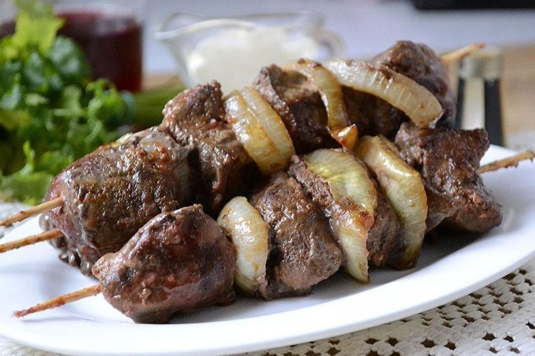 Tender Beef Liver Skewers with Onions