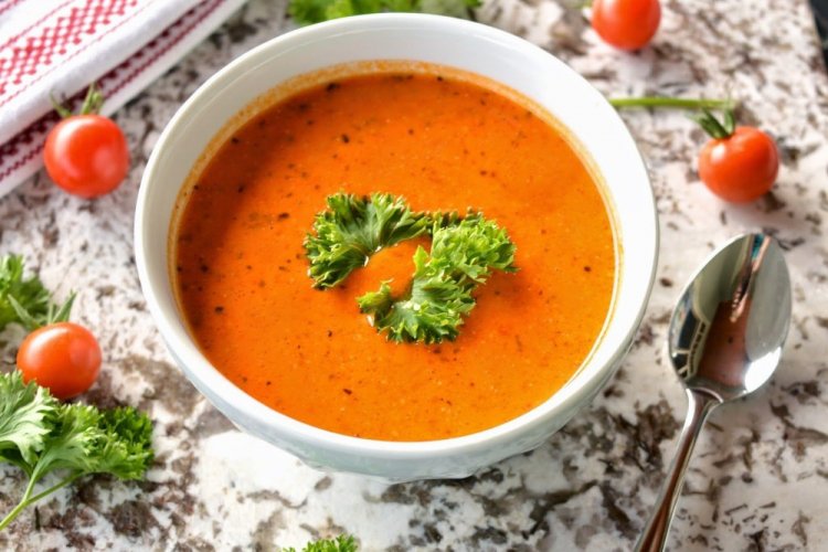 Puree Soup with Milk and Tomato Paste