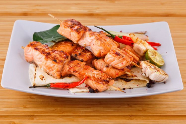Salmon Shashlik in Spicy Marinade