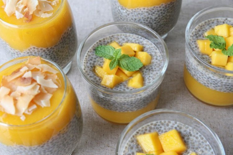 Chia Pudding with Rice Milk and Mango