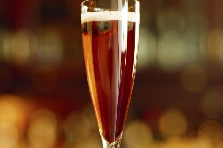 Champagne and Dark Rum Cocktail