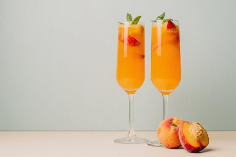 Peach Cocktail with Cognac and Champagne