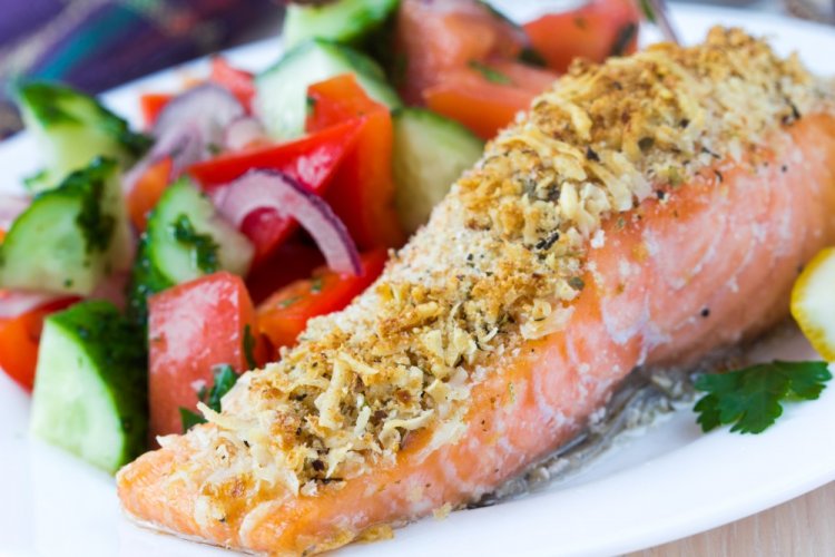 Filetes de salmón gratinados con queso al horno