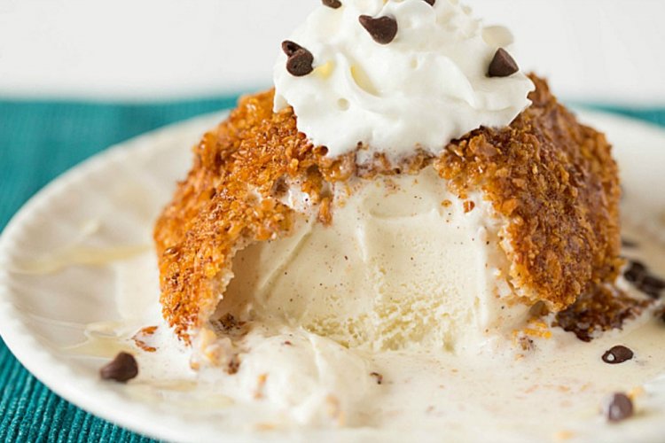 Fried Ice Cream in Waffles