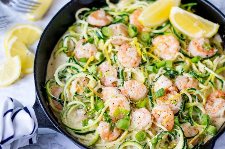 Keto Zucchini Pasta with Shrimp