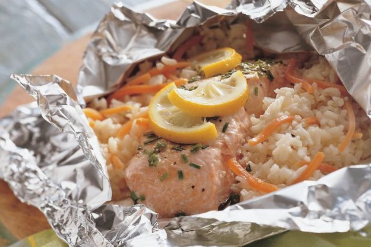 Chum Salmon Steaks with Rice in the Oven