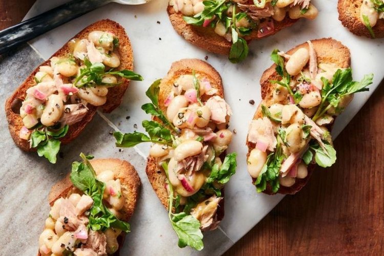Tuna and Canned Bean Bruschetta