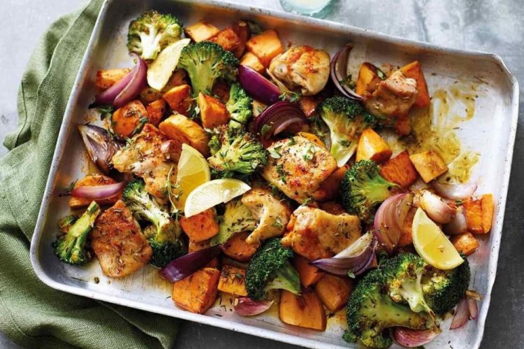 Pollo con verduras al horno