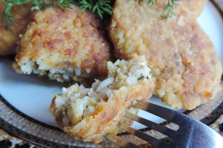 Baked Fish Cutlets with Rice