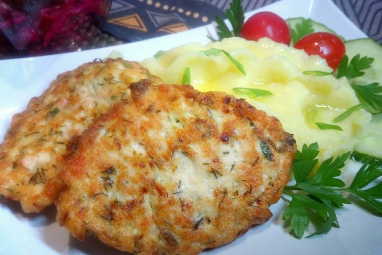 Baked Pink Salmon Cutlets with Pork Fat