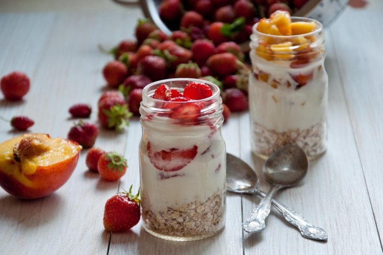 Avena perezosa para el desayuno