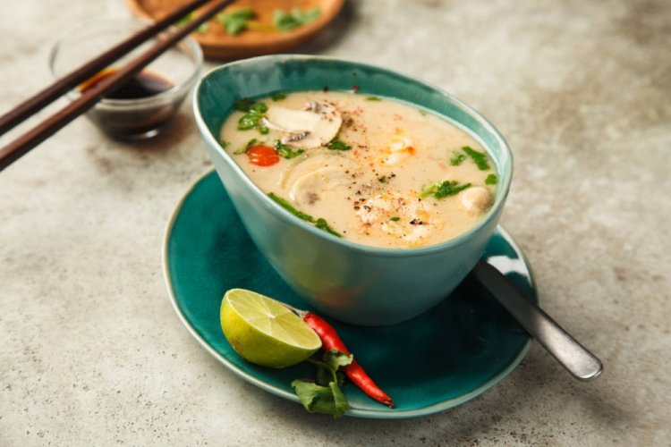 Sopa con leche de coco y arroz