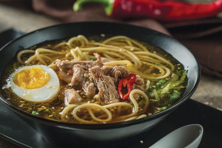 Korean Pork Soup with Noodles and Eggs