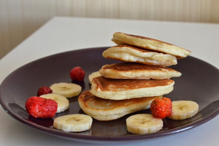 Tortitas de vainilla con leche de soja