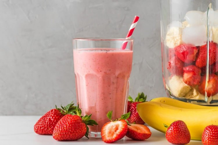 Smoothie de fresa y naranja con leche de soja
