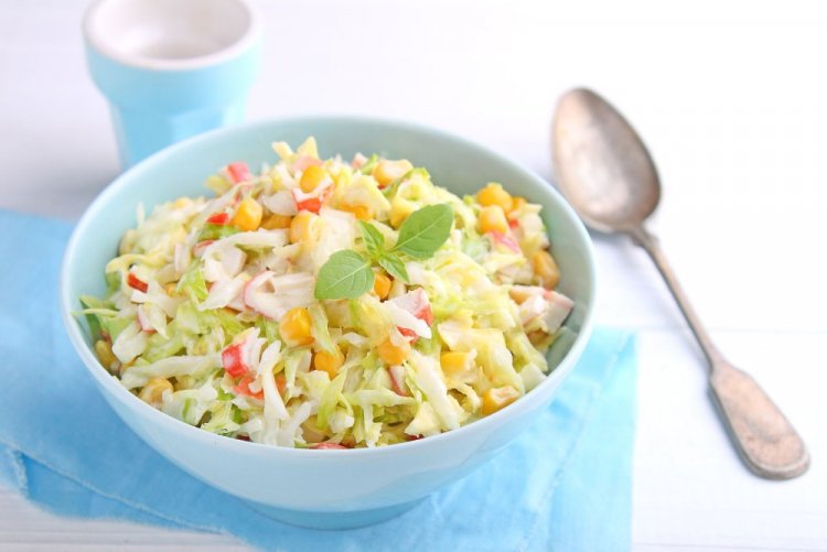 Cabbage and Crab Stick Salad