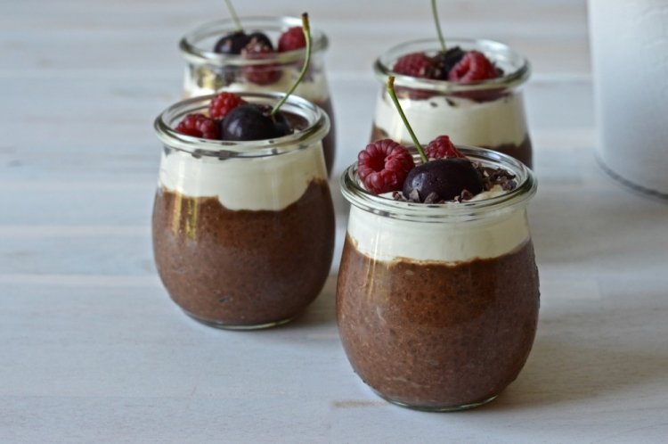 Pudín de chía de chocolate con yogur