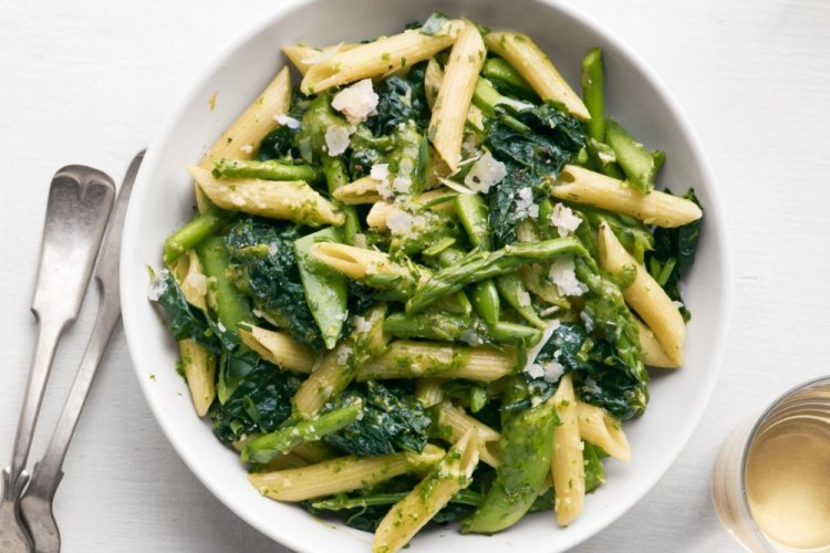 Ensalada de pasta y judías verdes