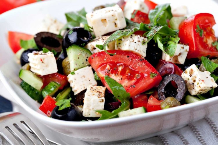 Salad with Olives and Feta Cheese