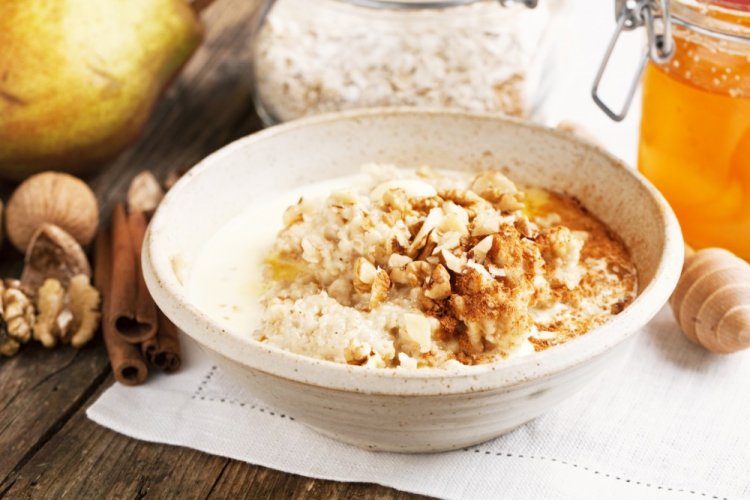 Avena con requesón y miel