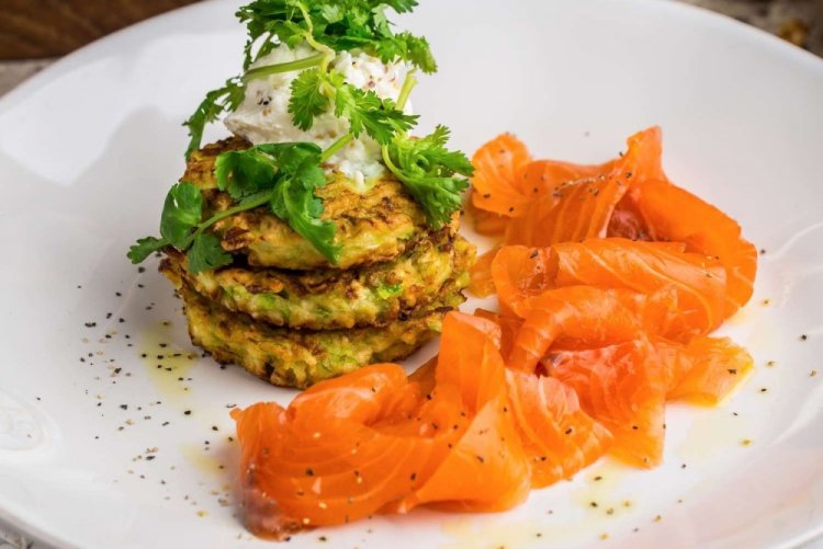Zucchini Fritters with Red Fish