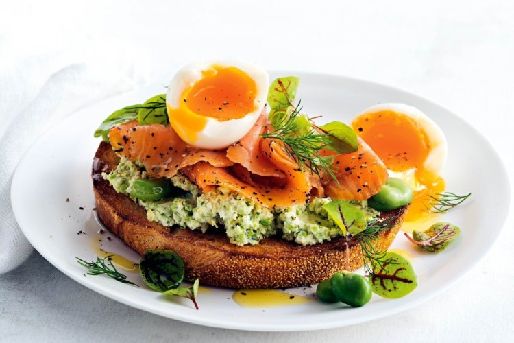 Toast with Red Fish and Egg