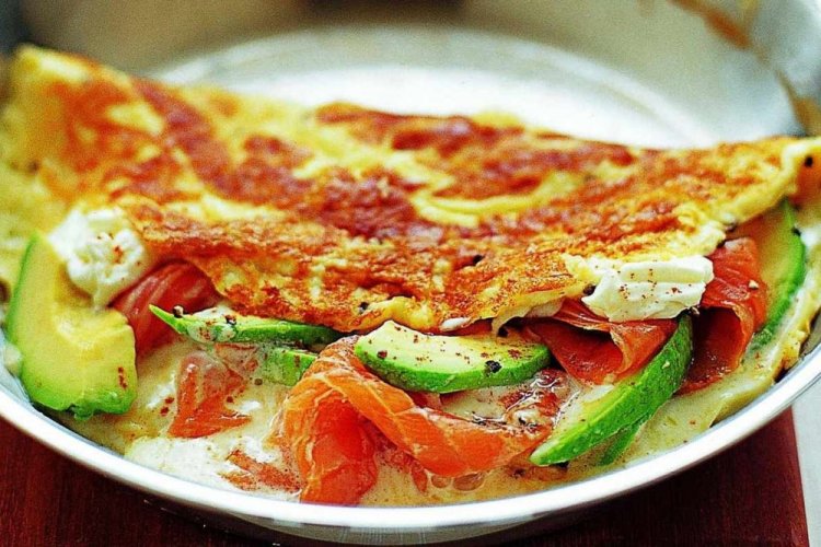 Omelet with Red Fish and Avocado