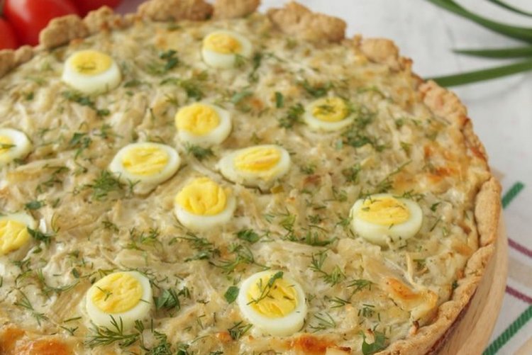 Cauliflower Pie with Quail Eggs