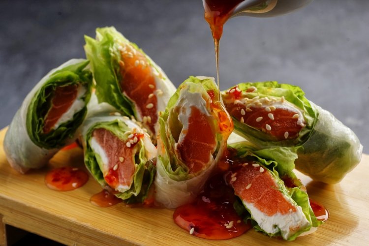 Spring Rolls with Red Fish and Cream Cheese