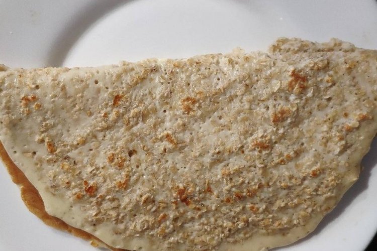 Oat Pancake with Condensed Milk and Nuts