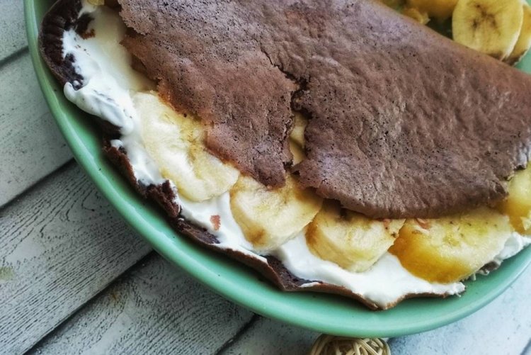 Chocolate Oatmeal Pancake with Banana