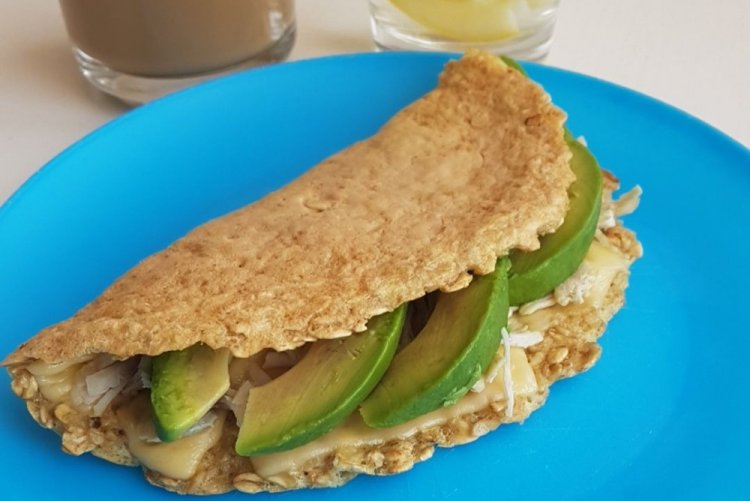Oatmeal Pancake with Cheese and Avocado