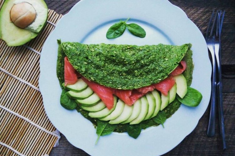 Oatmeal Pancake with Spinach and Cheese