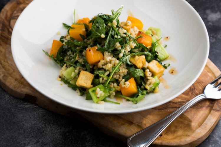 Tofu Salad with Pumpkin and Bulgur