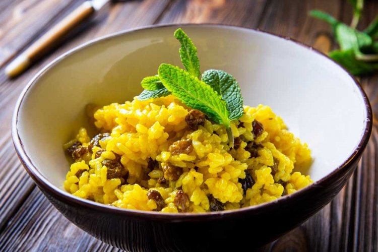 Arroz con pasas y menta