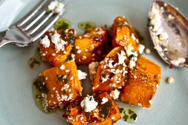 Baked Pumpkin with Feta and Honey