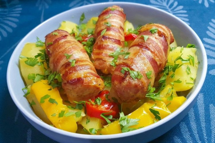Bacon-Wrapped Chicken Breast with Potatoes