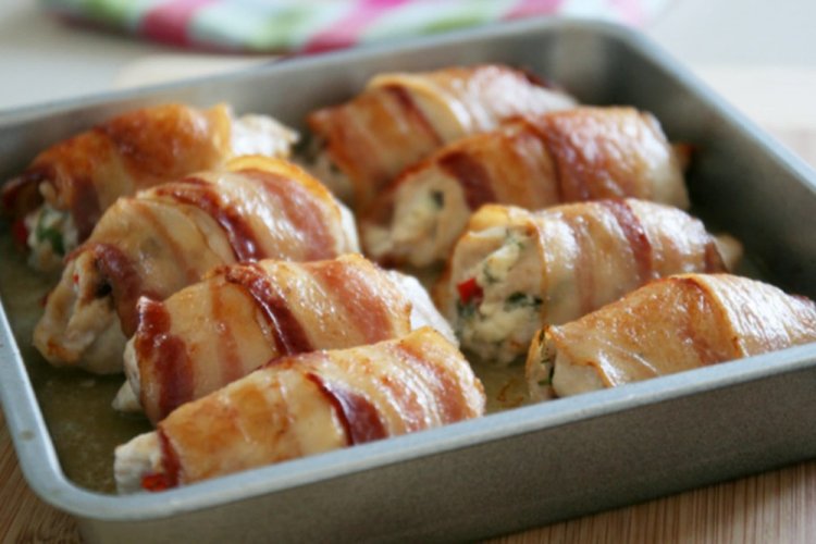 Bacon-Wrapped Chicken Breast with Cream Cheese and Sun-Dried Tomatoes