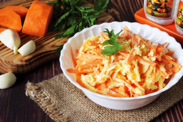 Turnip Salad with Carrots and Cheese