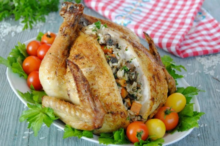 Chicken Stuffed with Rice, Dried Fruits, and Nuts