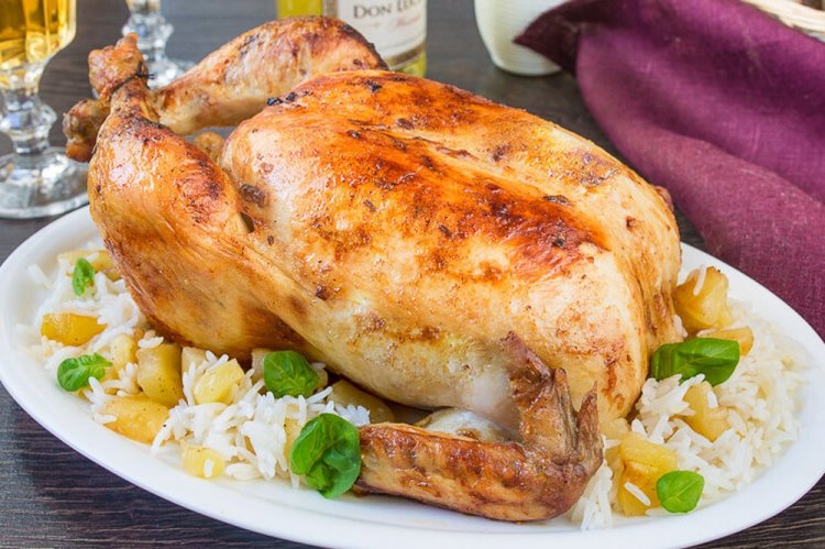 Chicken with Rice and Pineapple in the Oven