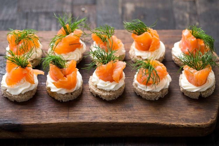 Mozzarella and Salmon Canapés