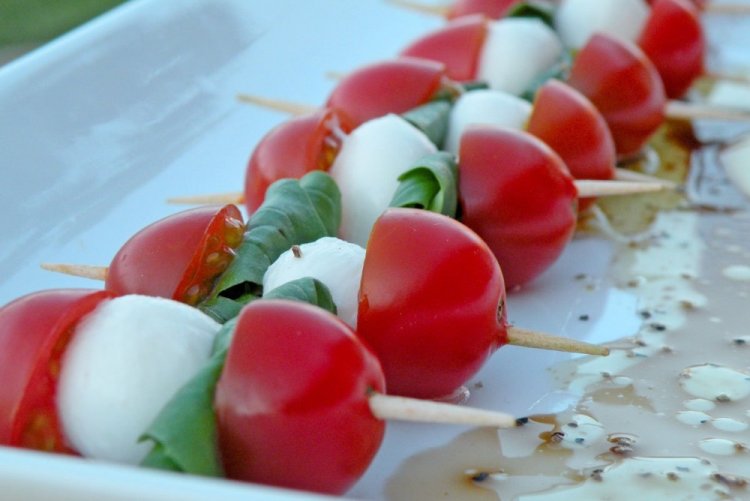 Mozzarella, Cherry Tomato, and Lettuce Canapés