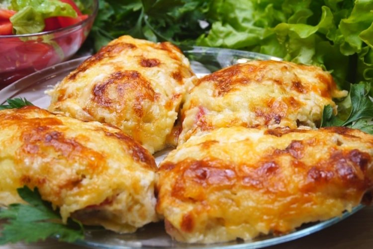 Chuletas de solomillo de cerdo con queso al horno