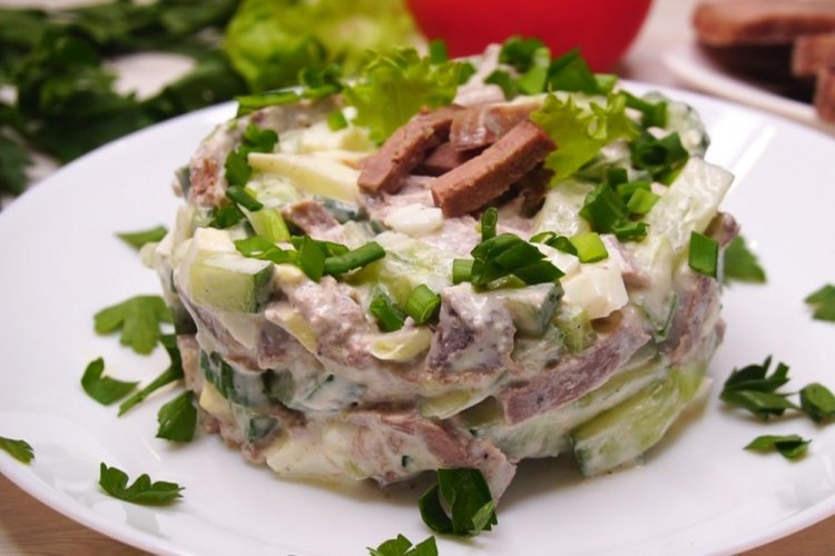 Pork Tongue Salad with Cucumbers and Eggs