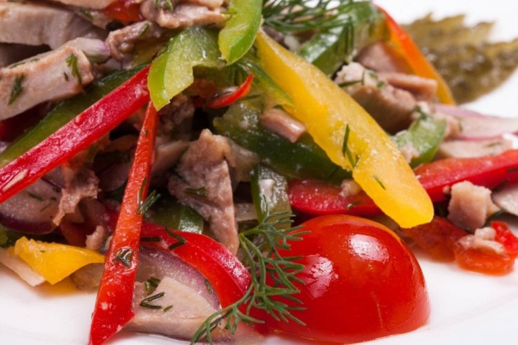 Pork Tongue Salad with Eggplant